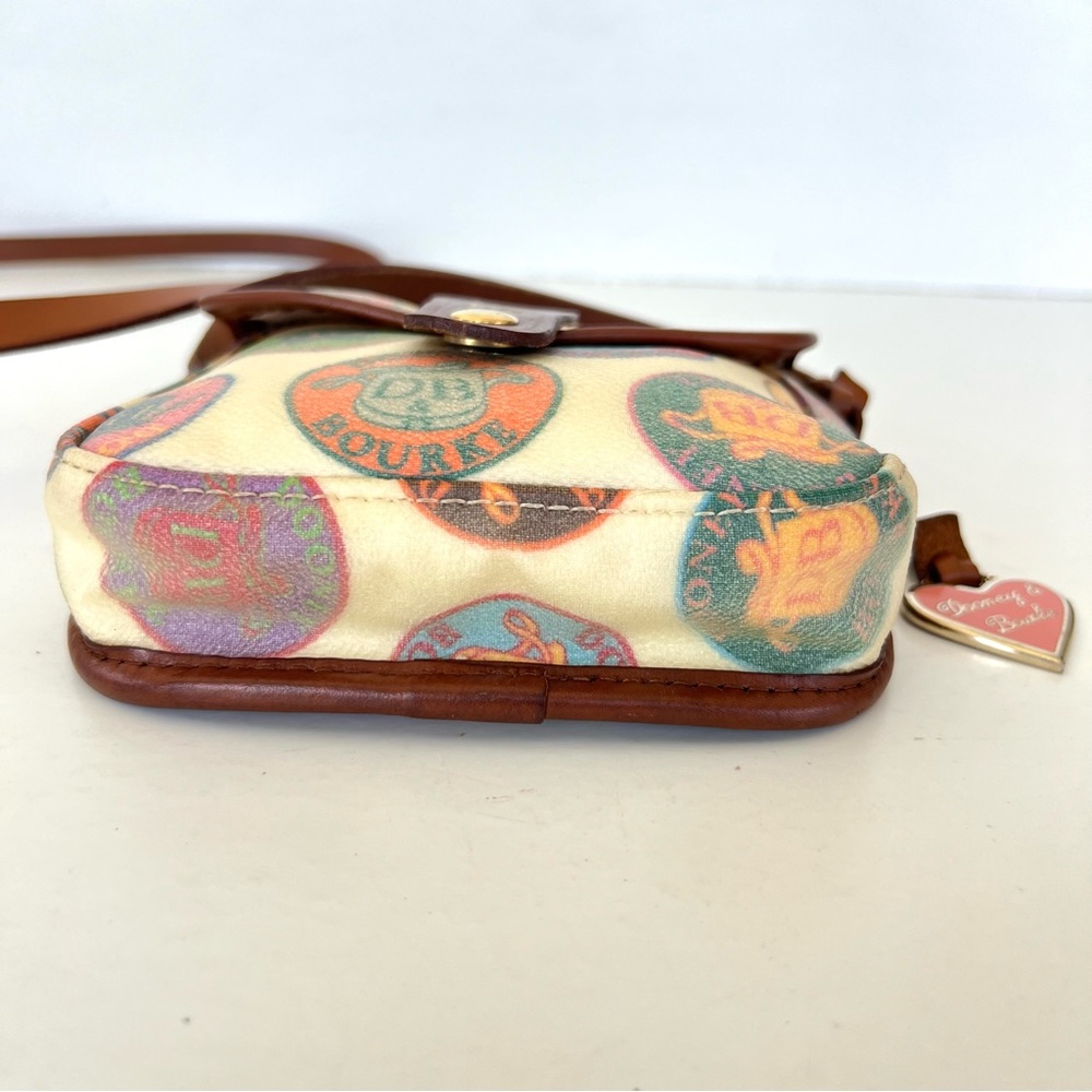 Dooney & Bourke Multicolor Coded Canvas Brown Lea… - image 8